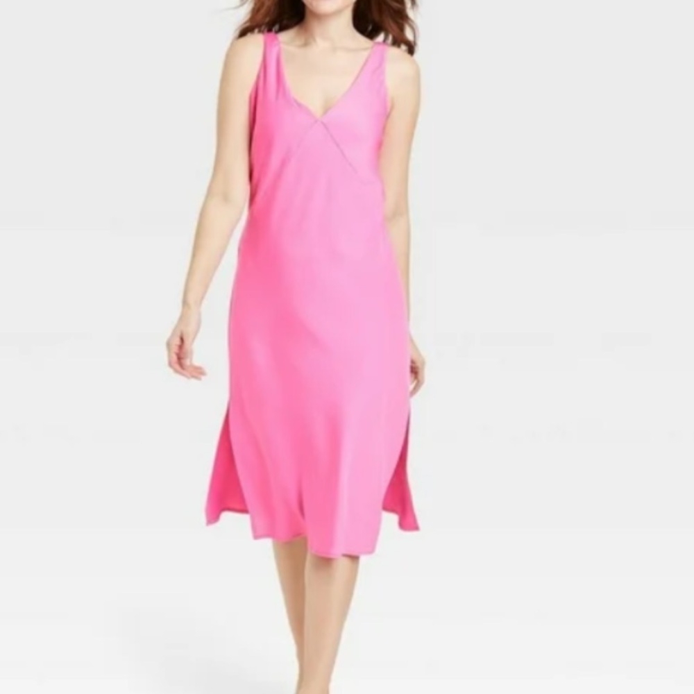 a new day Women's Bright Pink Satin Slip Dress